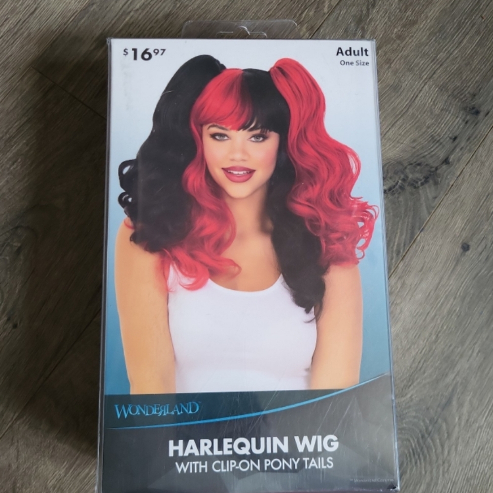Harley, Quinn. Wig with Clip-On Ponytails
